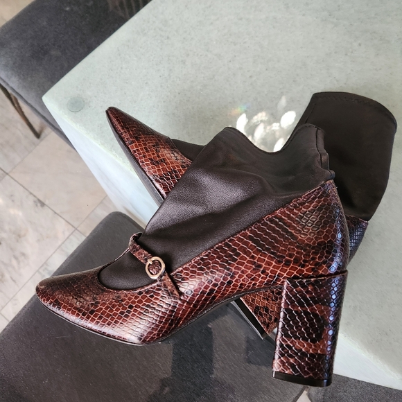 ZARA Mary Jane Heels Ankle Leather Stretch 38 - Picture 3 of 7